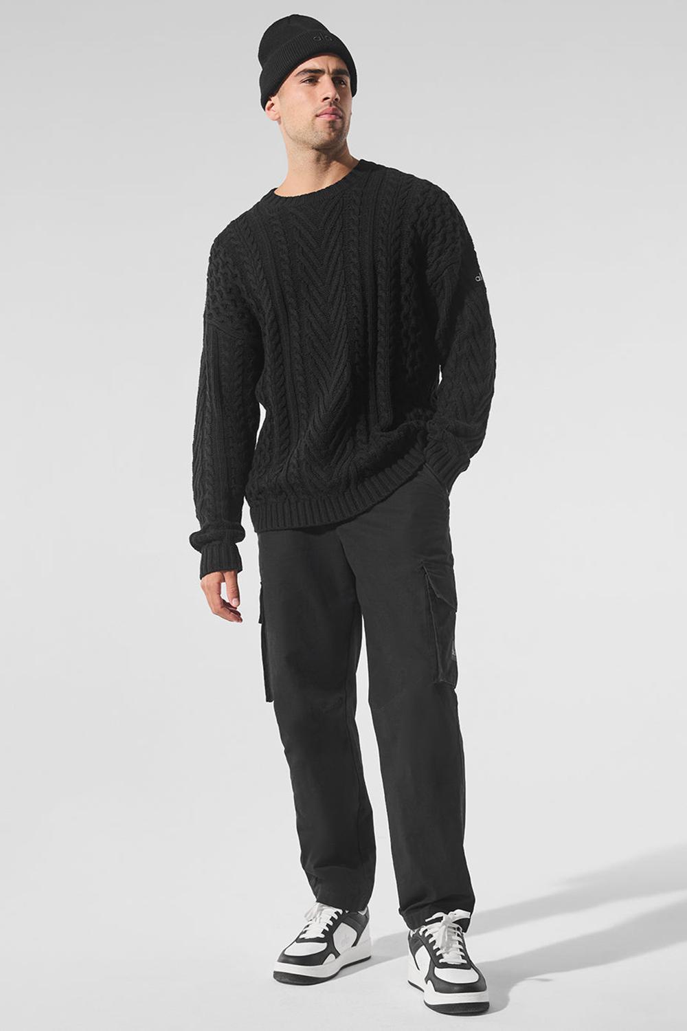 Suéteres Alo Yoga Cable Knit Crew Neck Hombre Negras | España  TUCF-36809