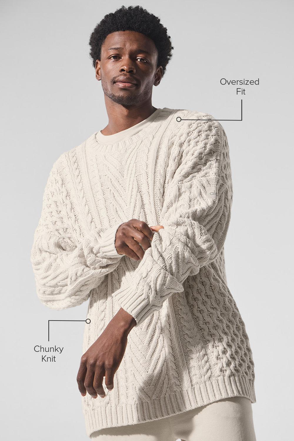 Suéteres Alo Yoga Cable Knit Crew Neck Hombre Bone | España  NBZG-62854