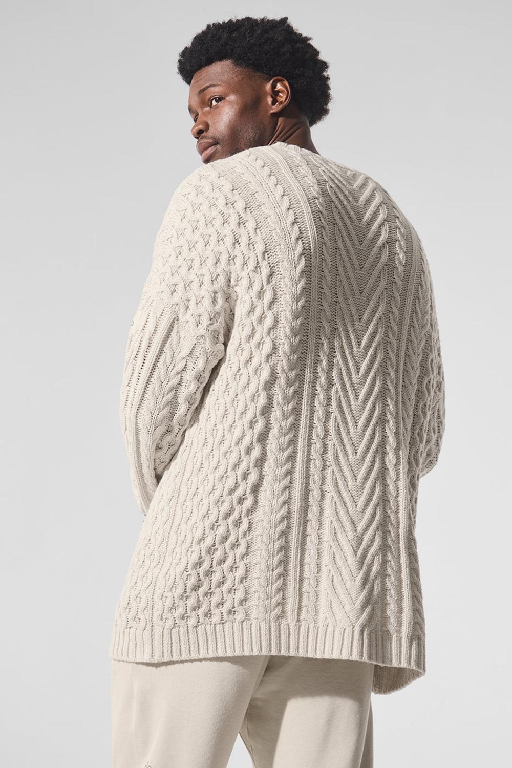 Suéteres Alo Yoga Cable Knit Crew Neck Hombre Bone | España  NBZG-62854