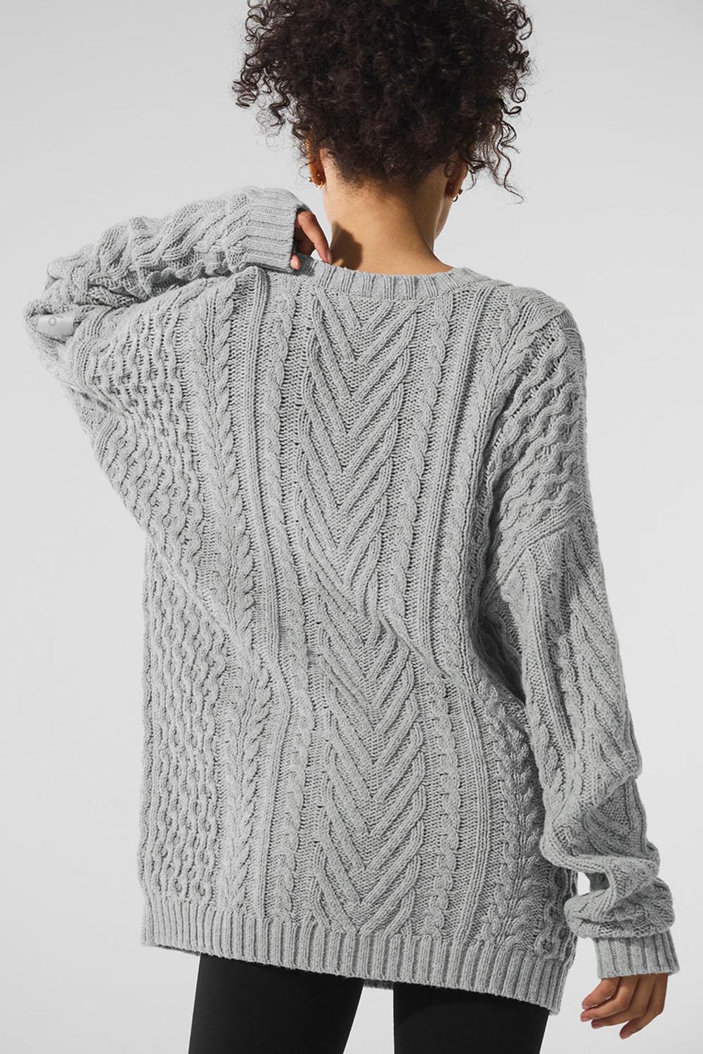Suéteres Alo Yoga Cable Knit Crew Neck Mujer Gris | España  VZFH-65842