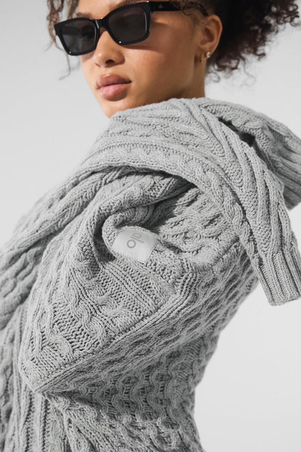 Suéteres Alo Yoga Cable Knit Crew Neck Mujer Gris | España  VZFH-65842