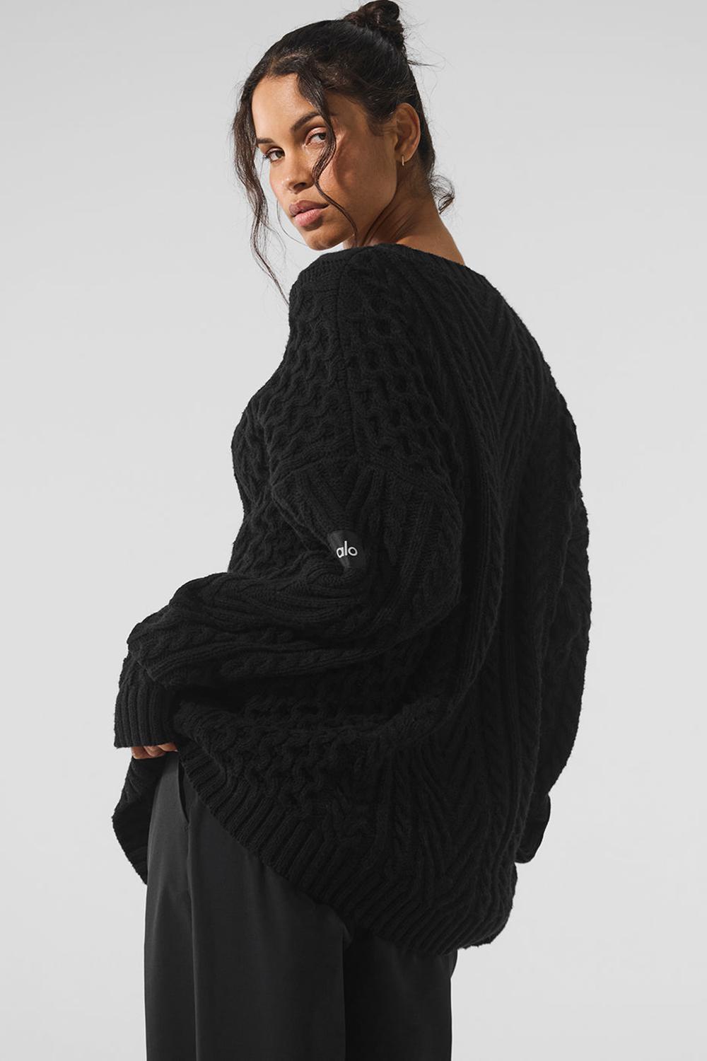 Suéteres Alo Yoga Cable Knit Crew Neck Mujer Negras | España  AWYU-87542