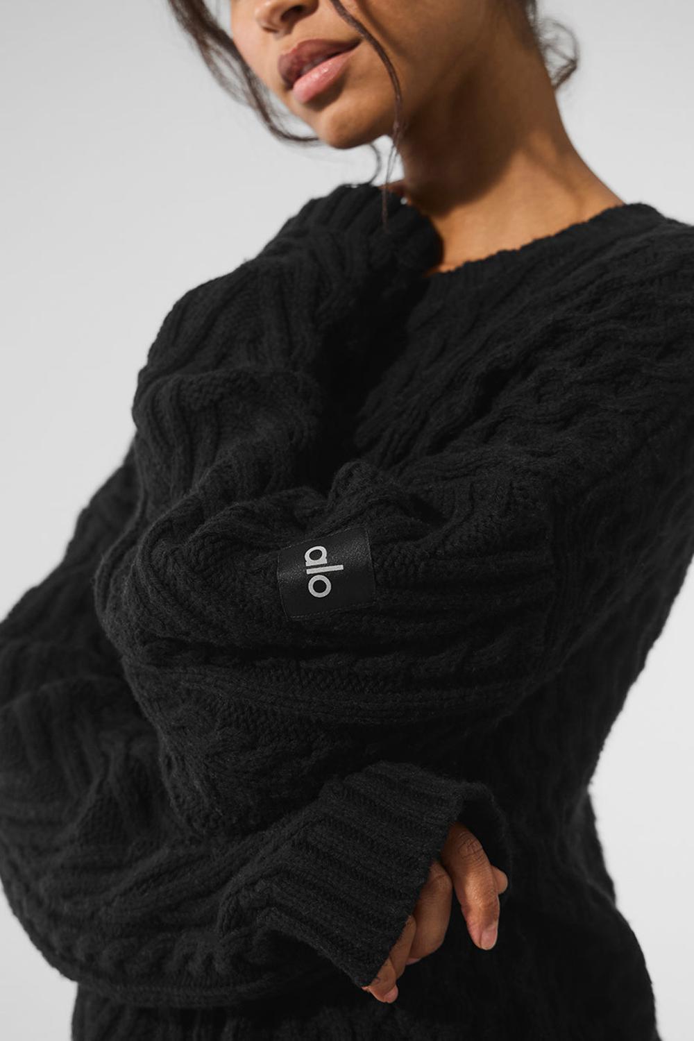 Suéteres Alo Yoga Cable Knit Crew Neck Mujer Negras | España  AWYU-87542