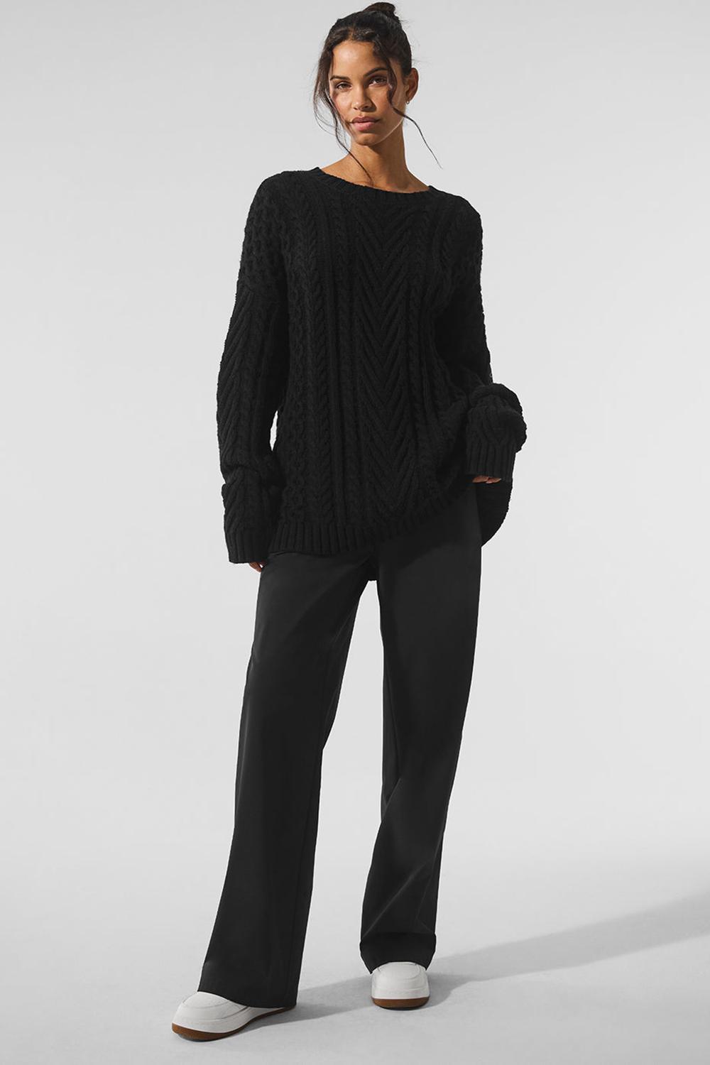 Suéteres Alo Yoga Cable Knit Crew Neck Mujer Negras | España  AWYU-87542