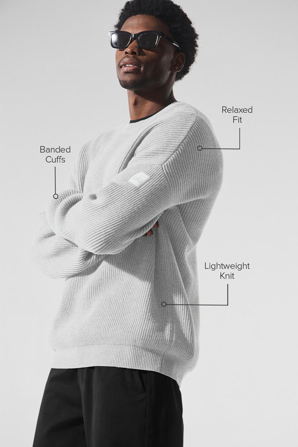 Suéteres Alo Yoga Domain Rib Knit Crew Hombre Gris | España  NQYC-52186