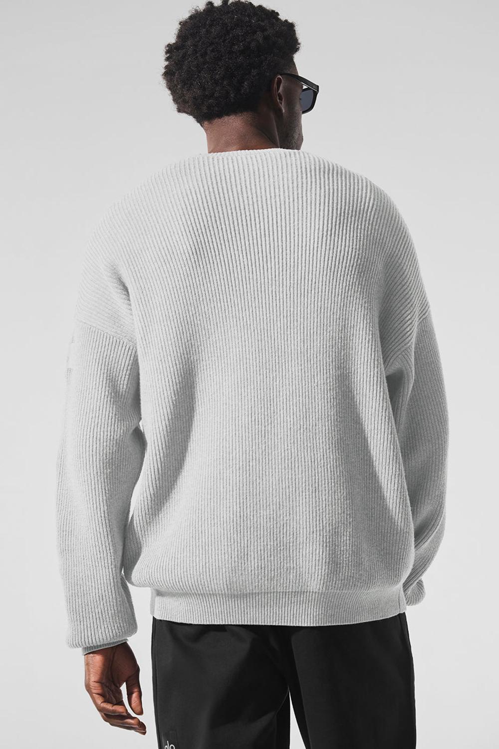 Suéteres Alo Yoga Domain Rib Knit Crew Hombre Gris | España  NQYC-52186