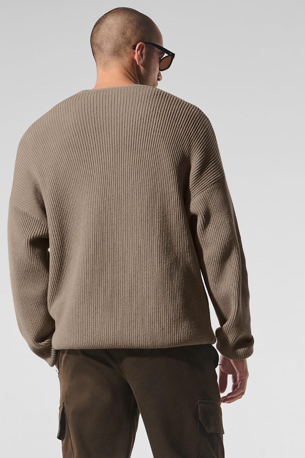 Suéteres Alo Yoga Domain Rib Knit Crew Hombre Gravel | España  UYOI-86312
