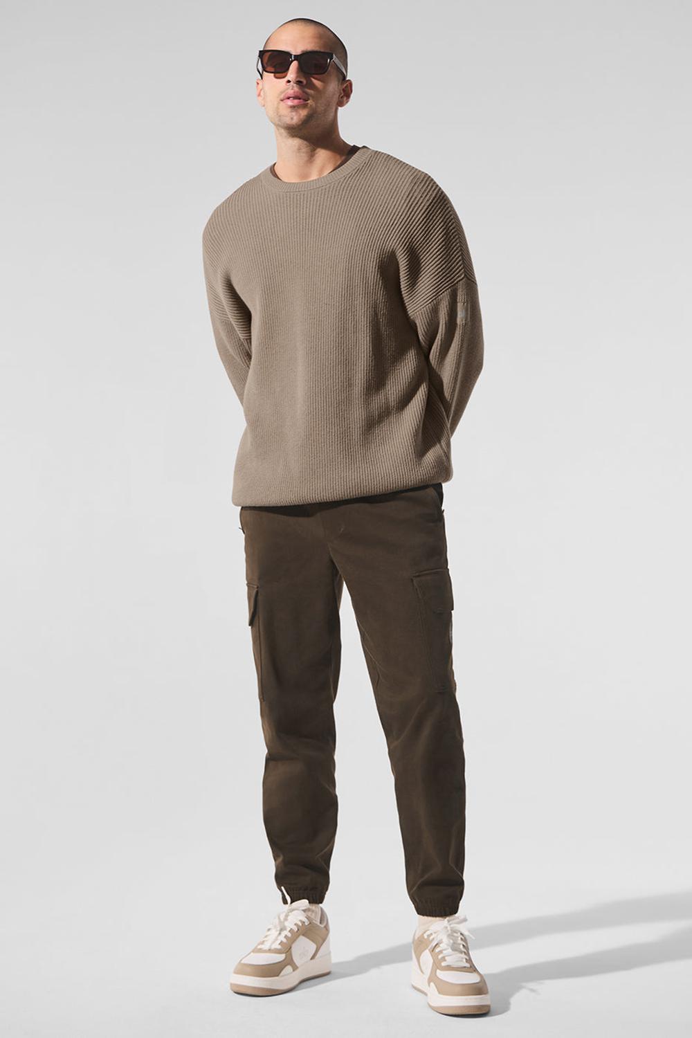 Suéteres Alo Yoga Domain Rib Knit Crew Hombre Gravel | España  UYOI-86312