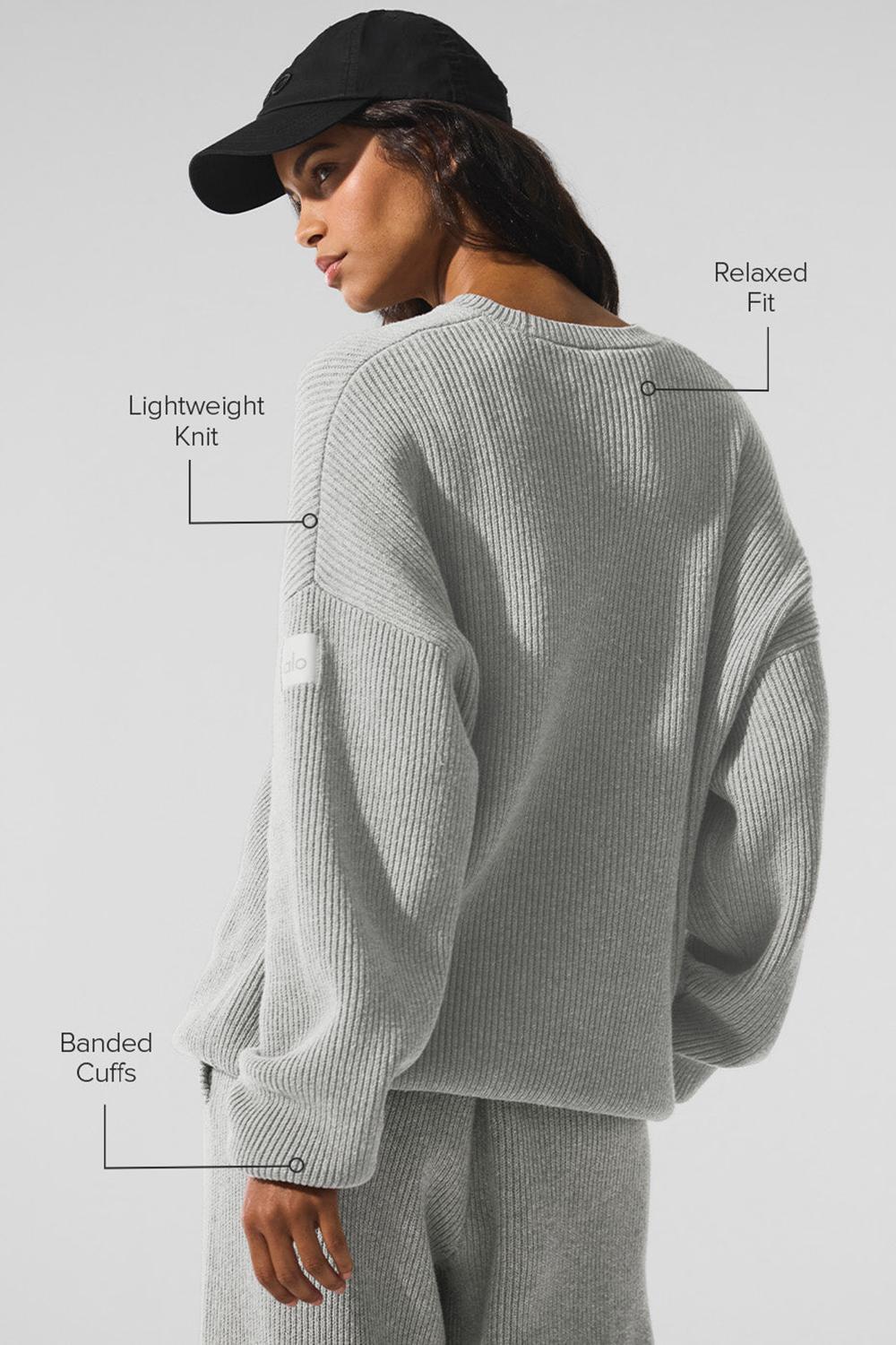 Suéteres Alo Yoga Domain Rib Knit Crew Mujer Gris | España  CPJF-57210