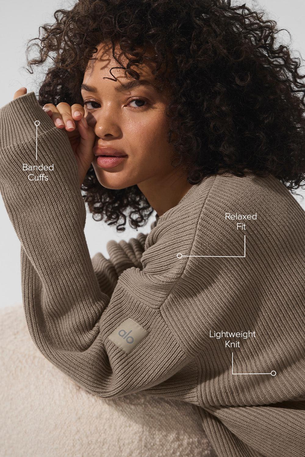 Suéteres Alo Yoga Domain Rib Knit Crew Mujer Gravel | España  NPWR-18047