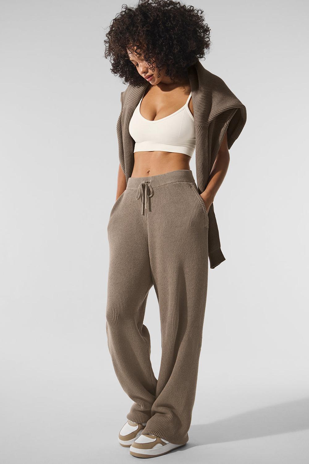 Suéteres Alo Yoga Domain Rib Knit Crew Mujer Gravel | España  NPWR-18047