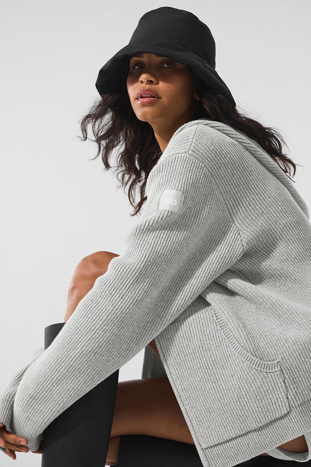 Suéteres Alo Yoga Domain Rib Knit Full Zip Mujer Gris | España  MPJG-94805