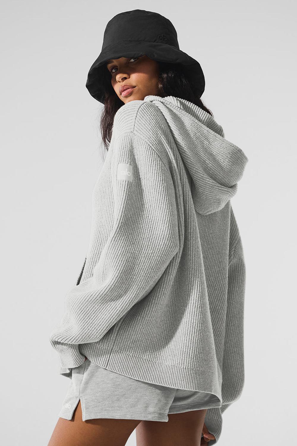 Suéteres Alo Yoga Domain Rib Knit Full Zip Mujer Gris | España  MPJG-94805