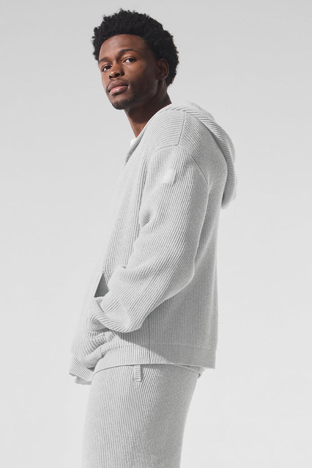 Suéteres Alo Yoga Domain Rib Knit Full Zip Hombre Gris | España  SQMZ-09234