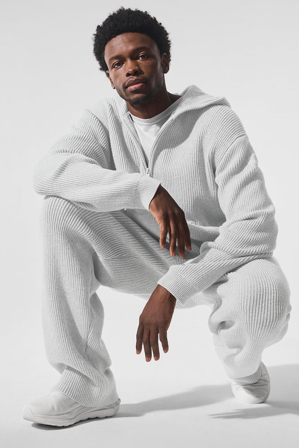 Suéteres Alo Yoga Domain Rib Knit Full Zip Hombre Gris | España  SQMZ-09234
