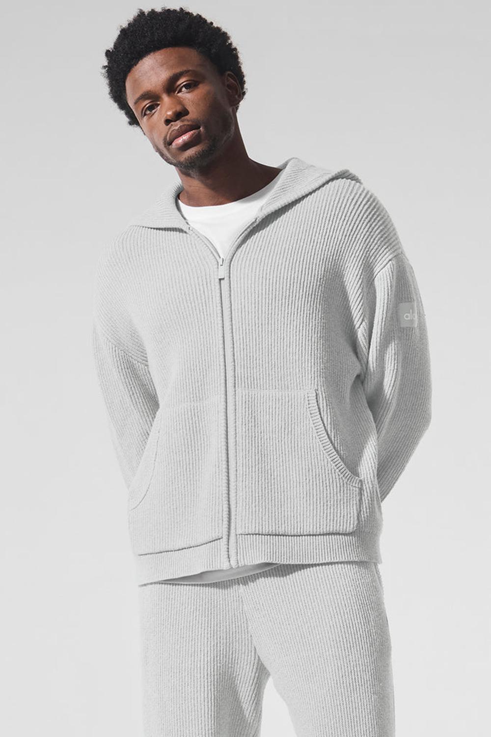 Suéteres Alo Yoga Domain Rib Knit Full Zip Hombre Gris | España  SQMZ-09234