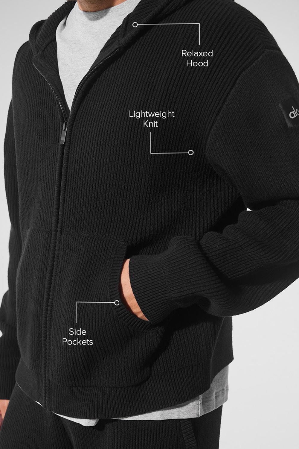 Suéteres Alo Yoga Domain Rib Knit Full Zip Hombre Negras | España  VCBG-10973