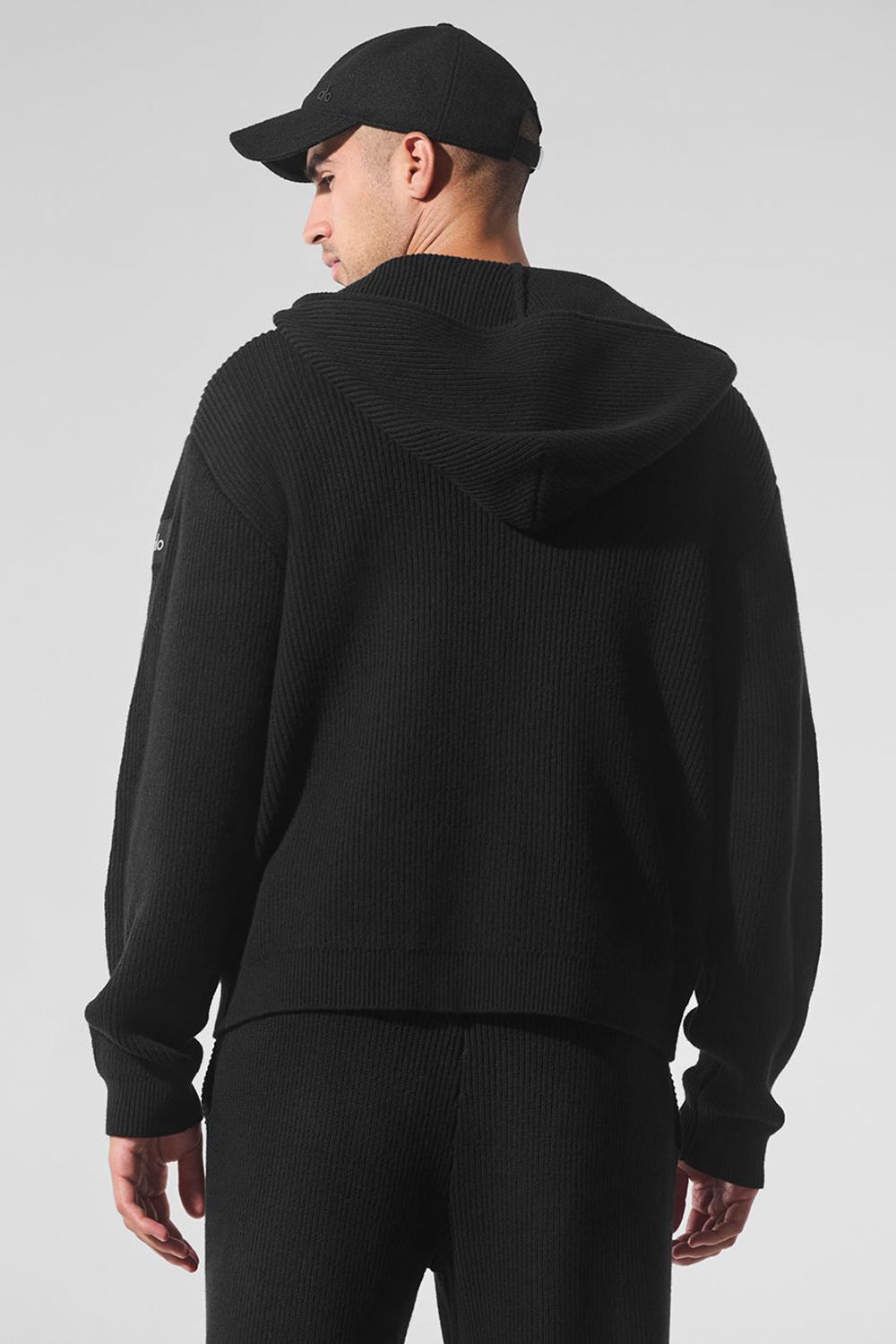 Suéteres Alo Yoga Domain Rib Knit Full Zip Hombre Negras | España  VCBG-10973