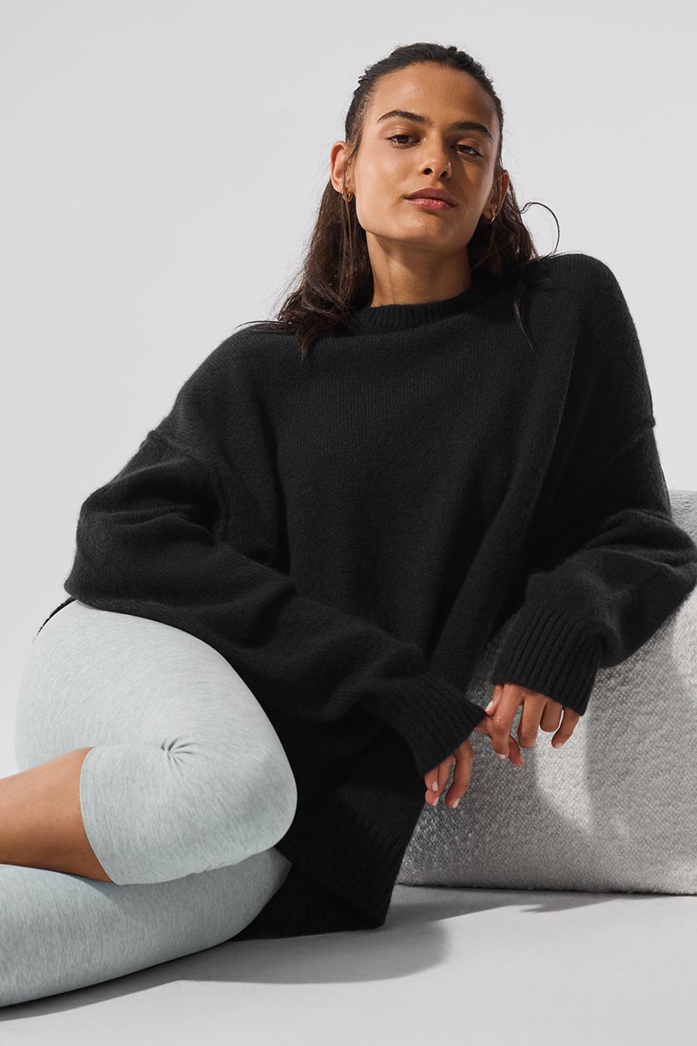 Suéteres Alo Yoga New Class Cashmere Crewneck Mujer Negras | España  QFBA-32041
