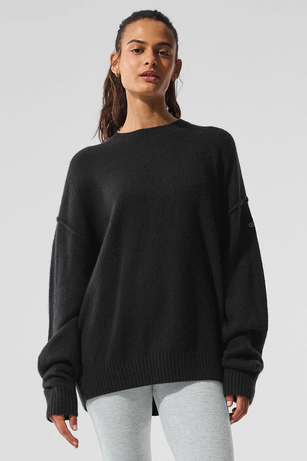 Suéteres Alo Yoga New Class Cashmere Crewneck Mujer Negras | España  QFBA-32041