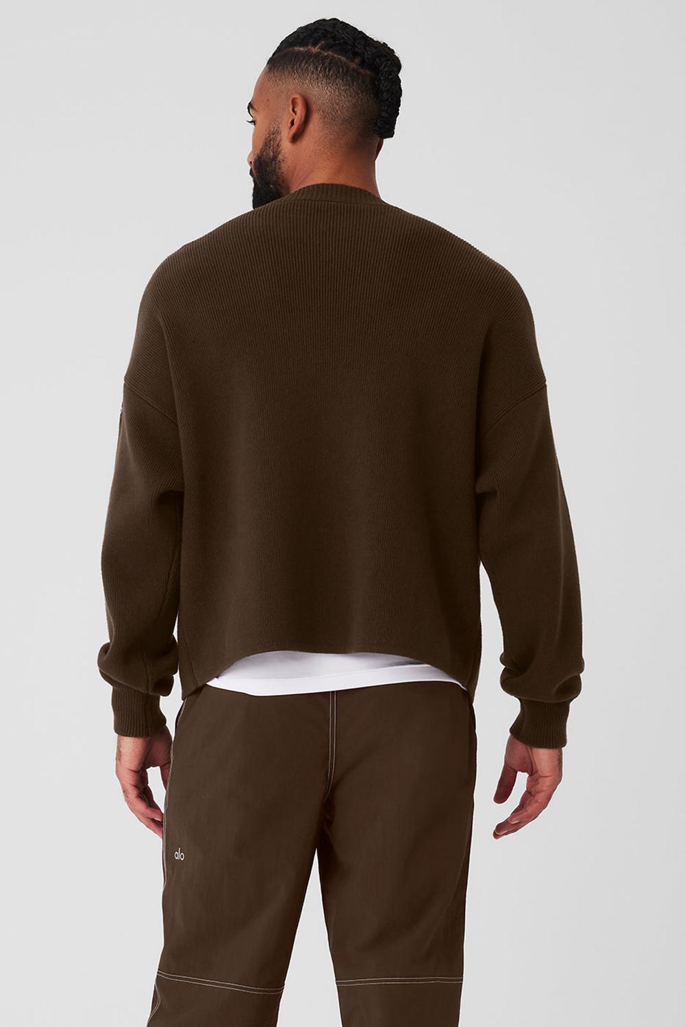 Suéteres Alo Yoga Scholar Cardigan Hombre Espresso | España  NSPD-65891