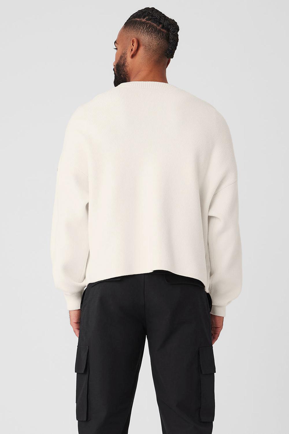 Suéteres Alo Yoga Scholar Cardigan Hombre Ivory | España  KPSV-56147