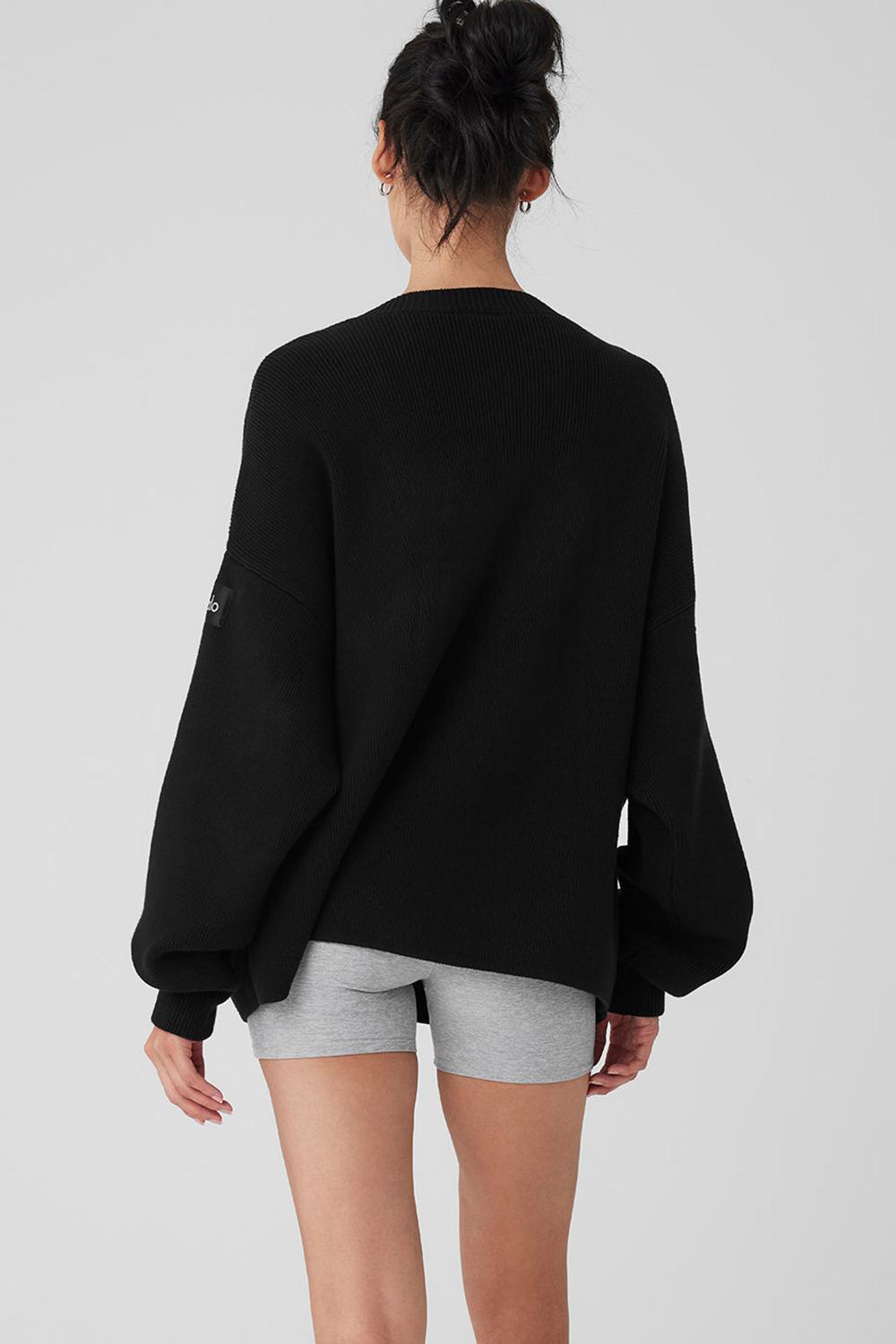 Suéteres Alo Yoga Scholar Cardigan Mujer Negras | España  LZSU-17259