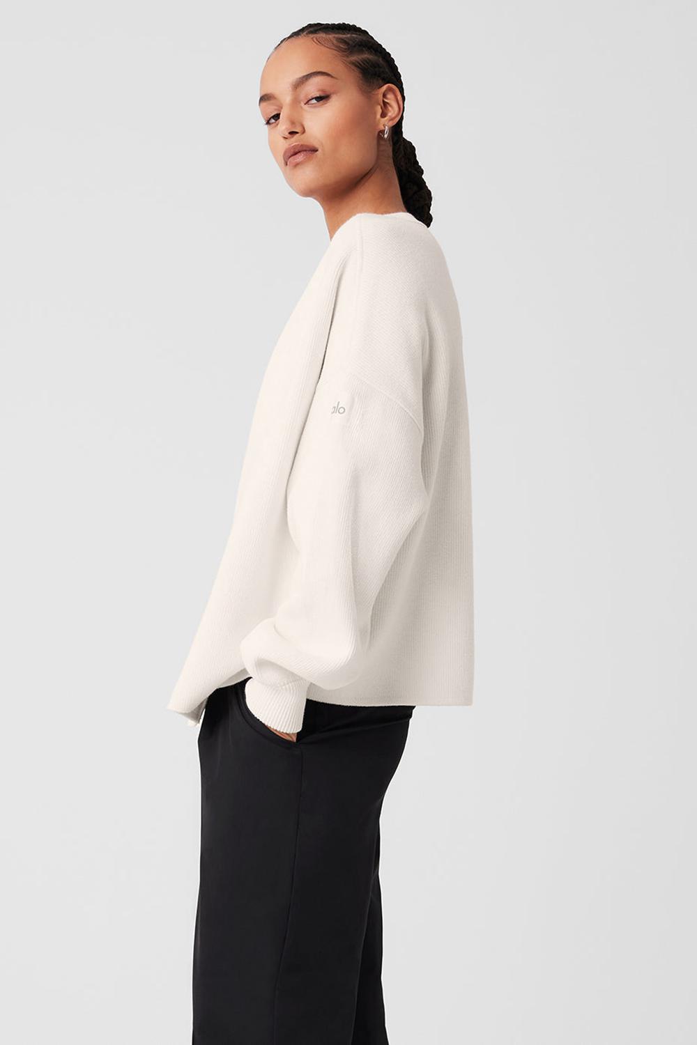 Suéteres Alo Yoga Scholar Cardigan Mujer Ivory | España  DUHA-46301