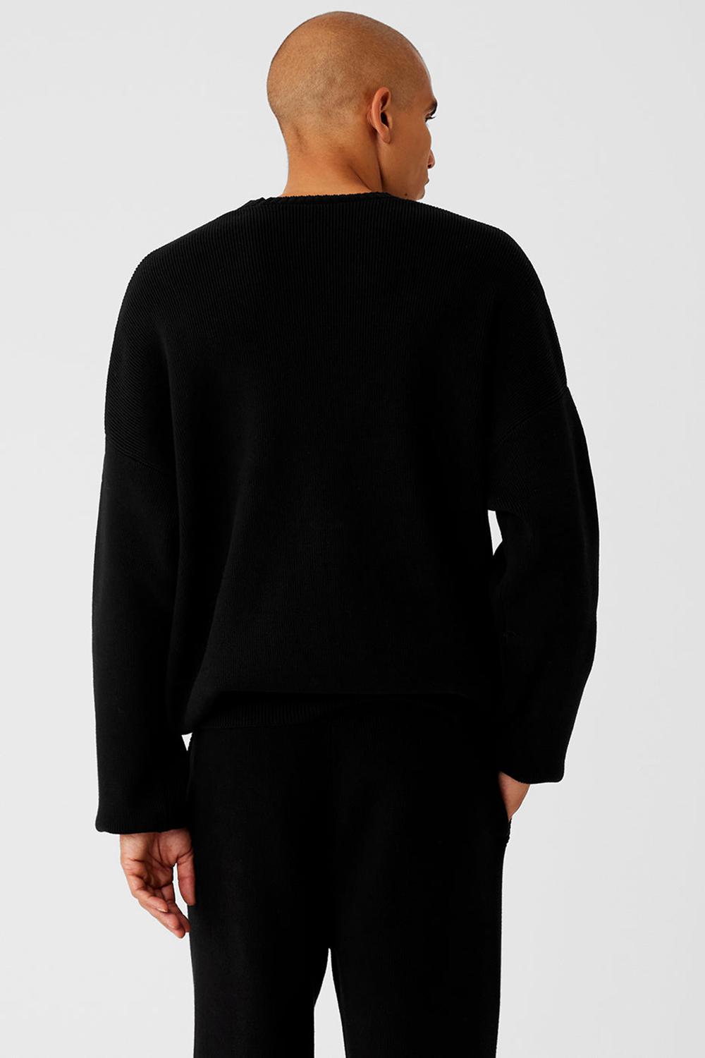 Suéteres Alo Yoga Scholar Crew Neck Hombre Negras | España  EJTD-86915