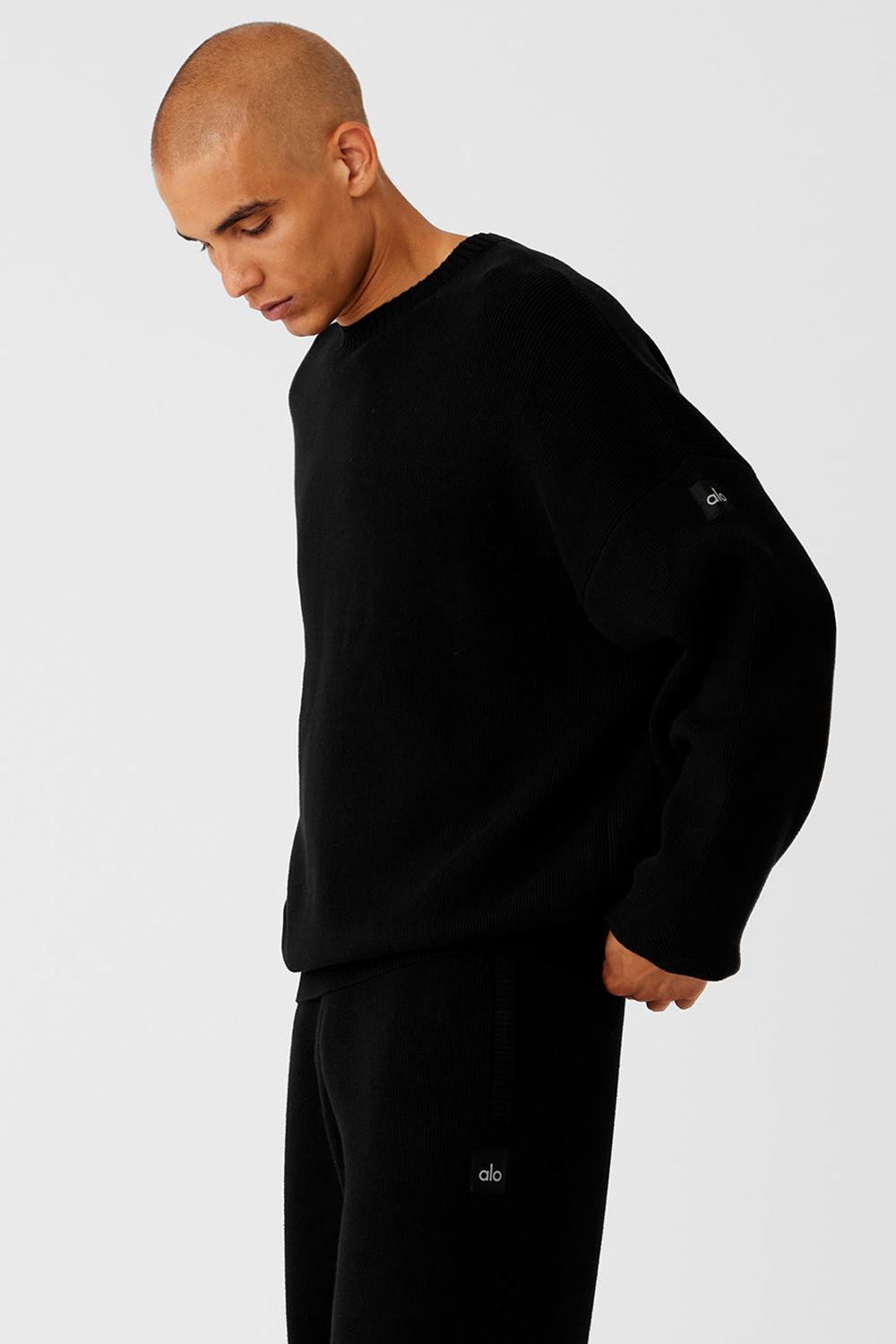 Suéteres Alo Yoga Scholar Crew Neck Hombre Negras | España  EJTD-86915