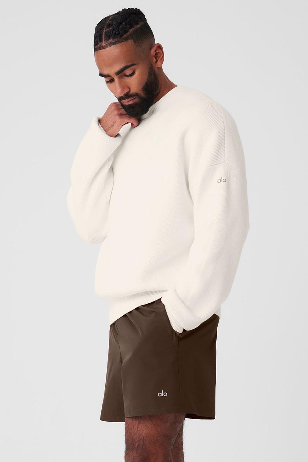 Suéteres Alo Yoga Scholar Crew Neck Hombre Ivory | España  GIPR-09426