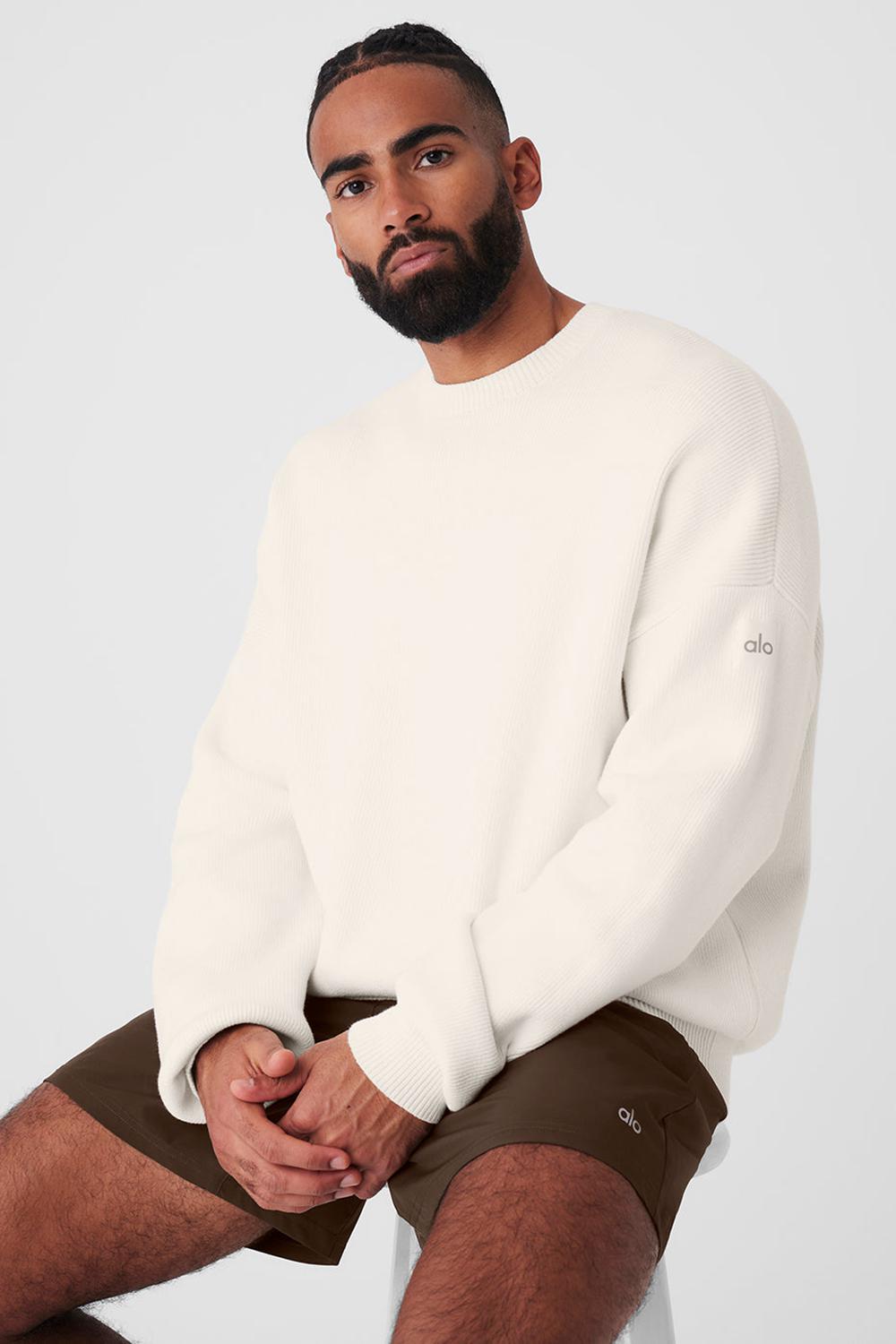 Suéteres Alo Yoga Scholar Crew Neck Hombre Ivory | España  GIPR-09426