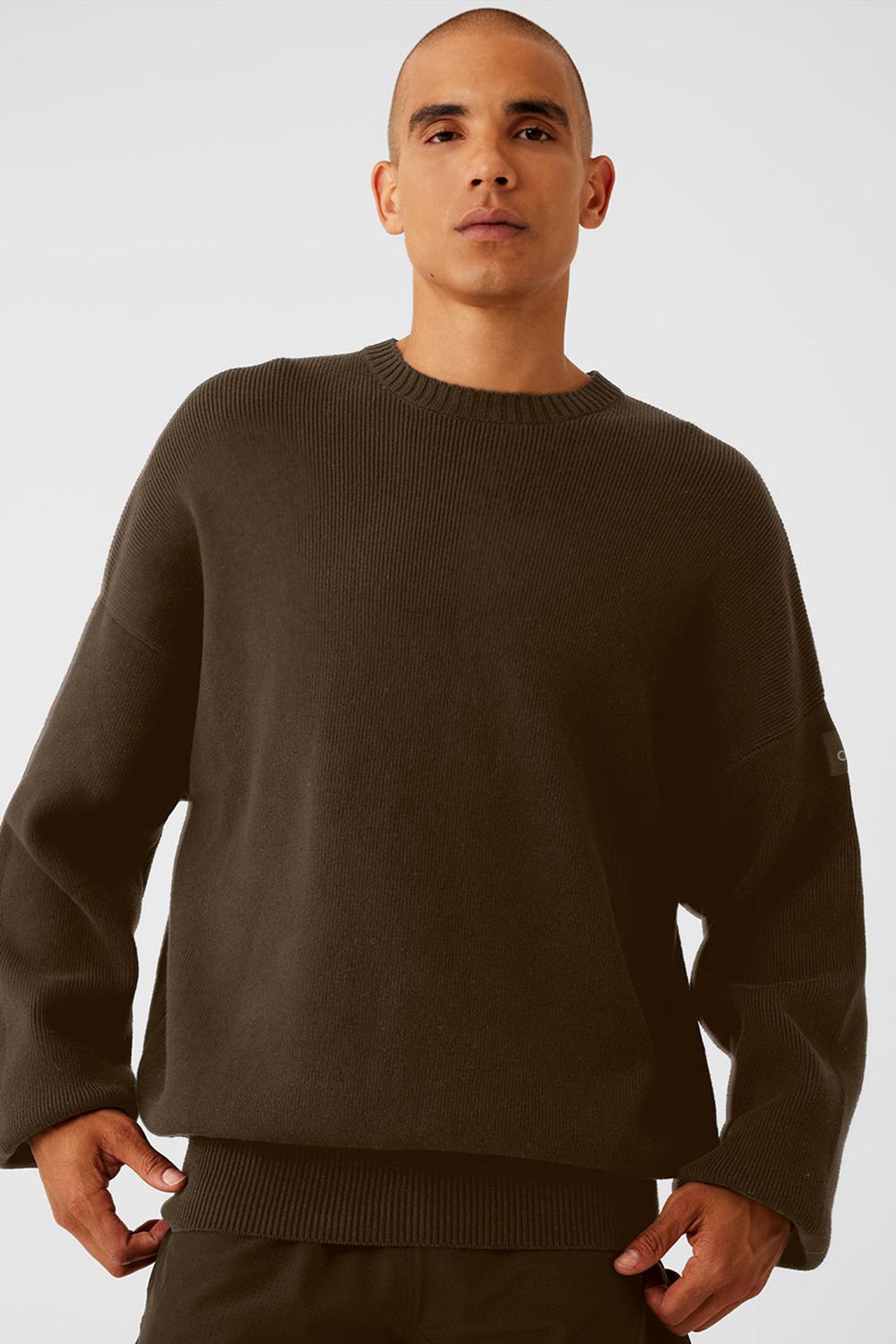Suéteres Alo Yoga Scholar Crew Neck Hombre Espresso | España  WRAN-81975