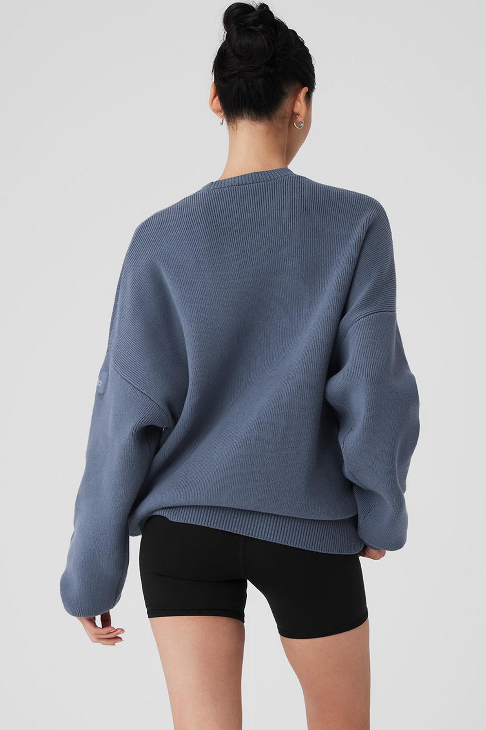 Suéteres Alo Yoga Scholar Crew Neck Mujer Bluestone | España  RZDM-21508