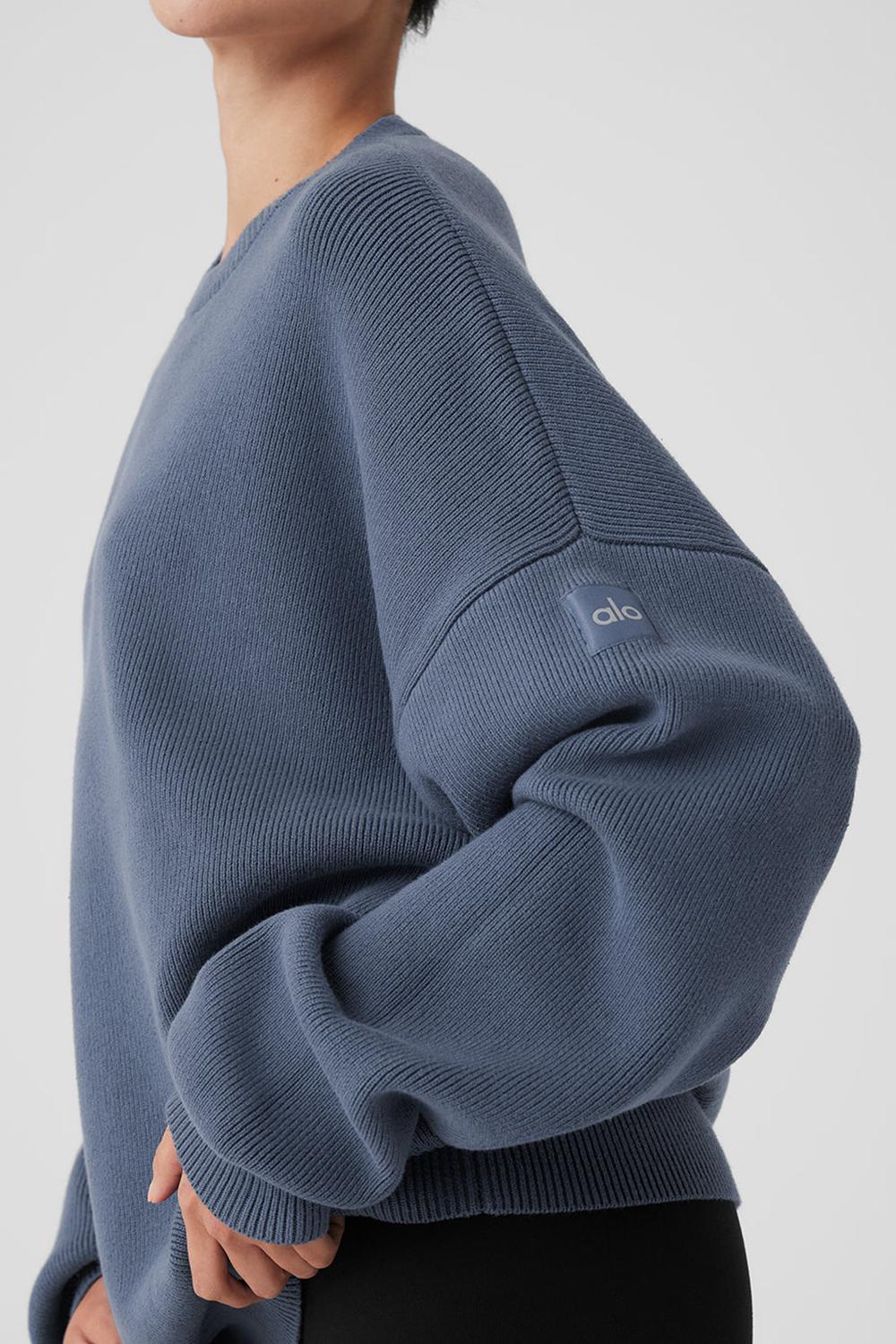 Suéteres Alo Yoga Scholar Crew Neck Mujer Bluestone | España  RZDM-21508