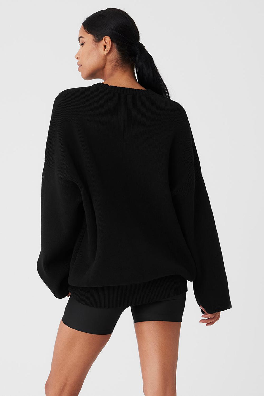 Suéteres Alo Yoga Scholar Crew Neck Mujer Negras | España  PVTN-19250