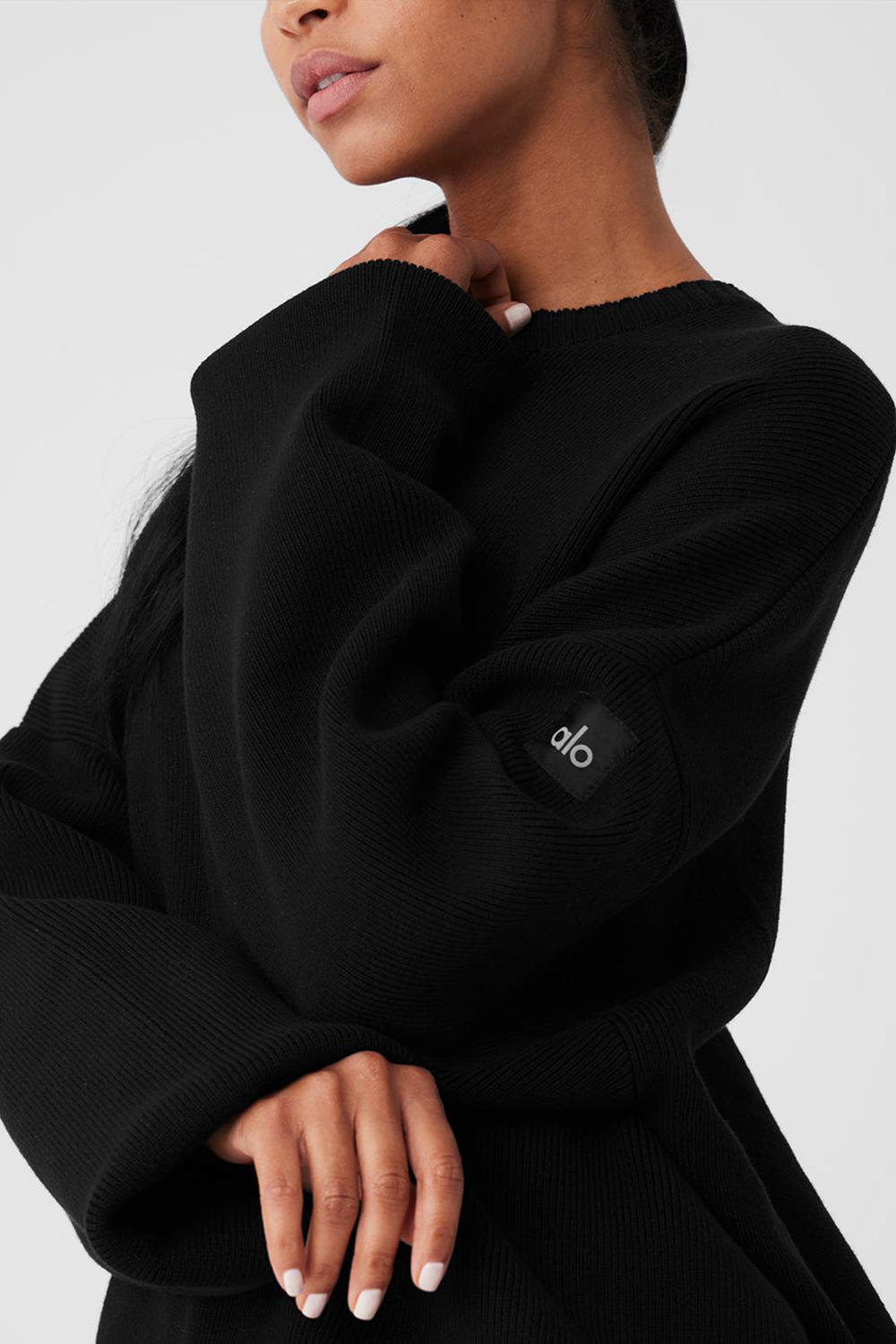 Suéteres Alo Yoga Scholar Crew Neck Mujer Negras | España  PVTN-19250