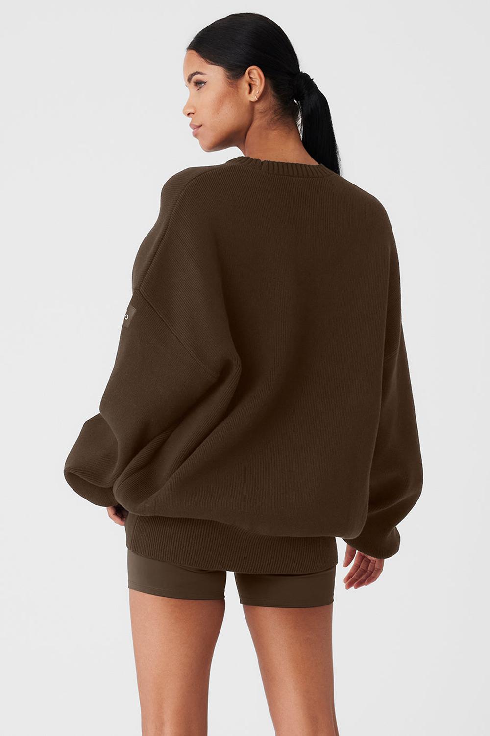 Suéteres Alo Yoga Scholar Crew Neck Mujer Espresso | España  ZIQR-71894