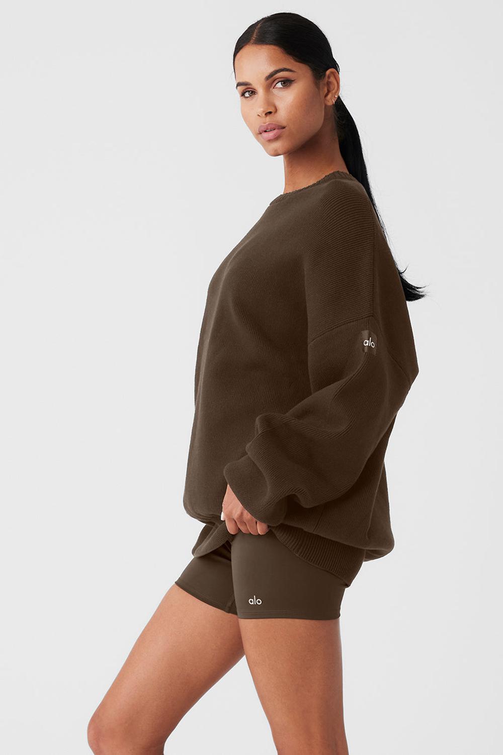 Suéteres Alo Yoga Scholar Crew Neck Mujer Espresso | España  ZIQR-71894