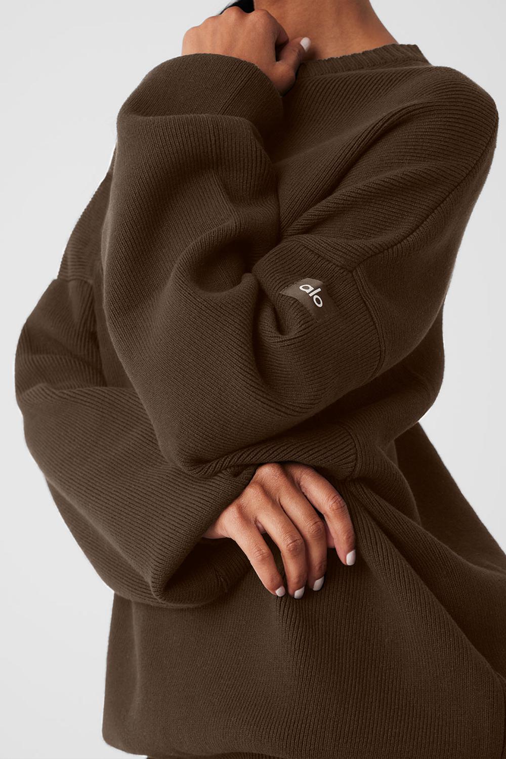 Suéteres Alo Yoga Scholar Crew Neck Mujer Espresso | España  ZIQR-71894
