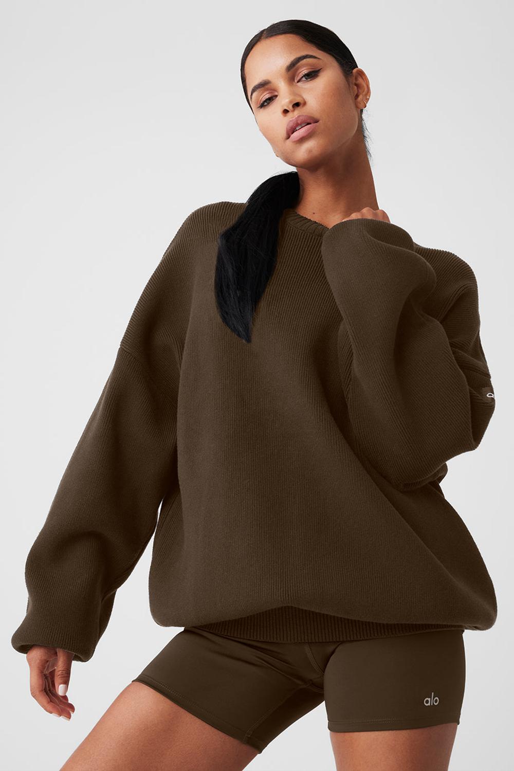 Suéteres Alo Yoga Scholar Crew Neck Mujer Espresso | España  ZIQR-71894