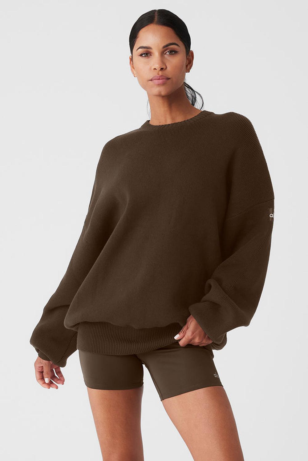 Suéteres Alo Yoga Scholar Crew Neck Mujer Espresso | España  ZIQR-71894