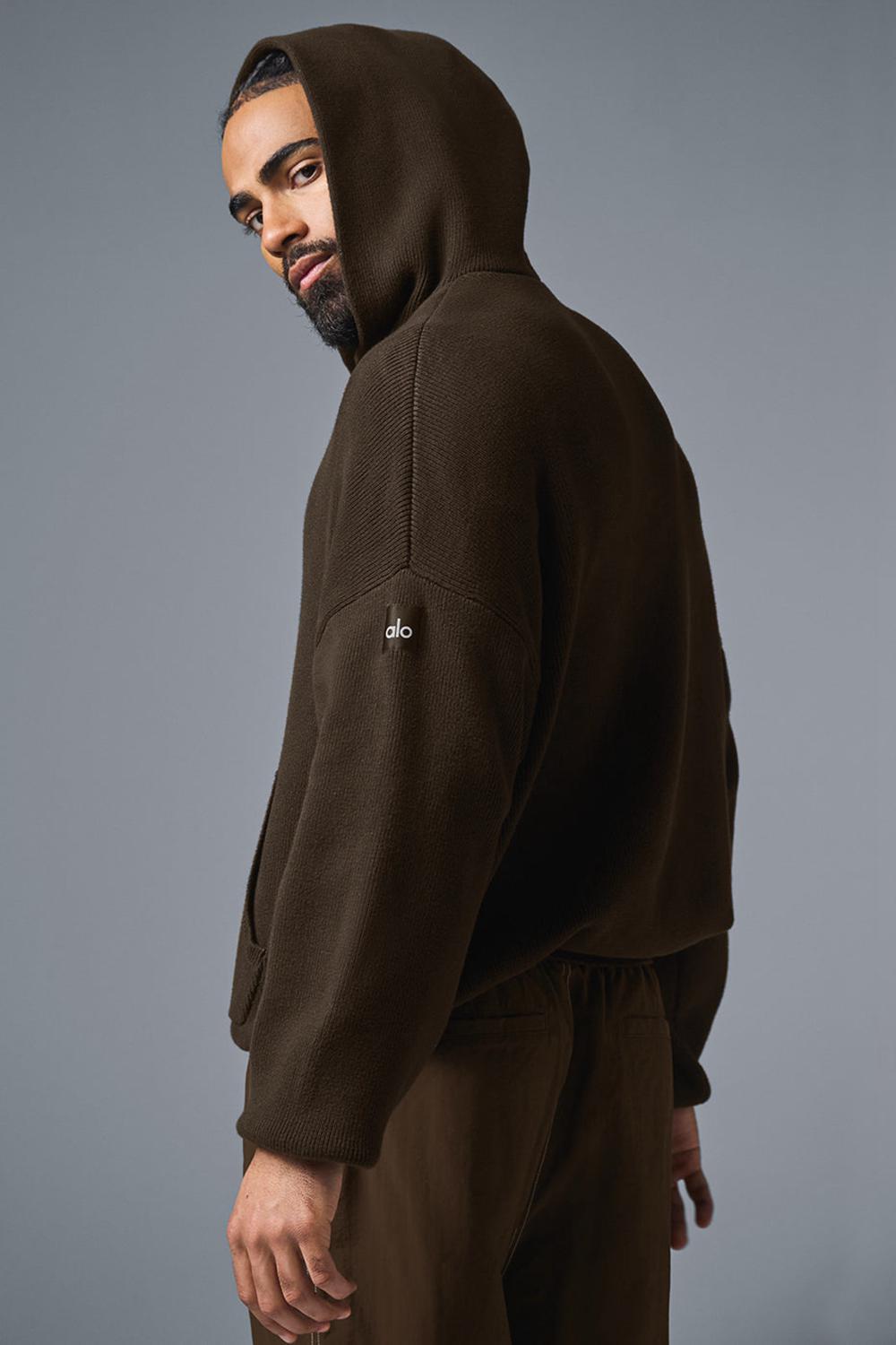 Suéteres Alo Yoga Scholar Hooded Hombre Espresso | España  GCVP-63914