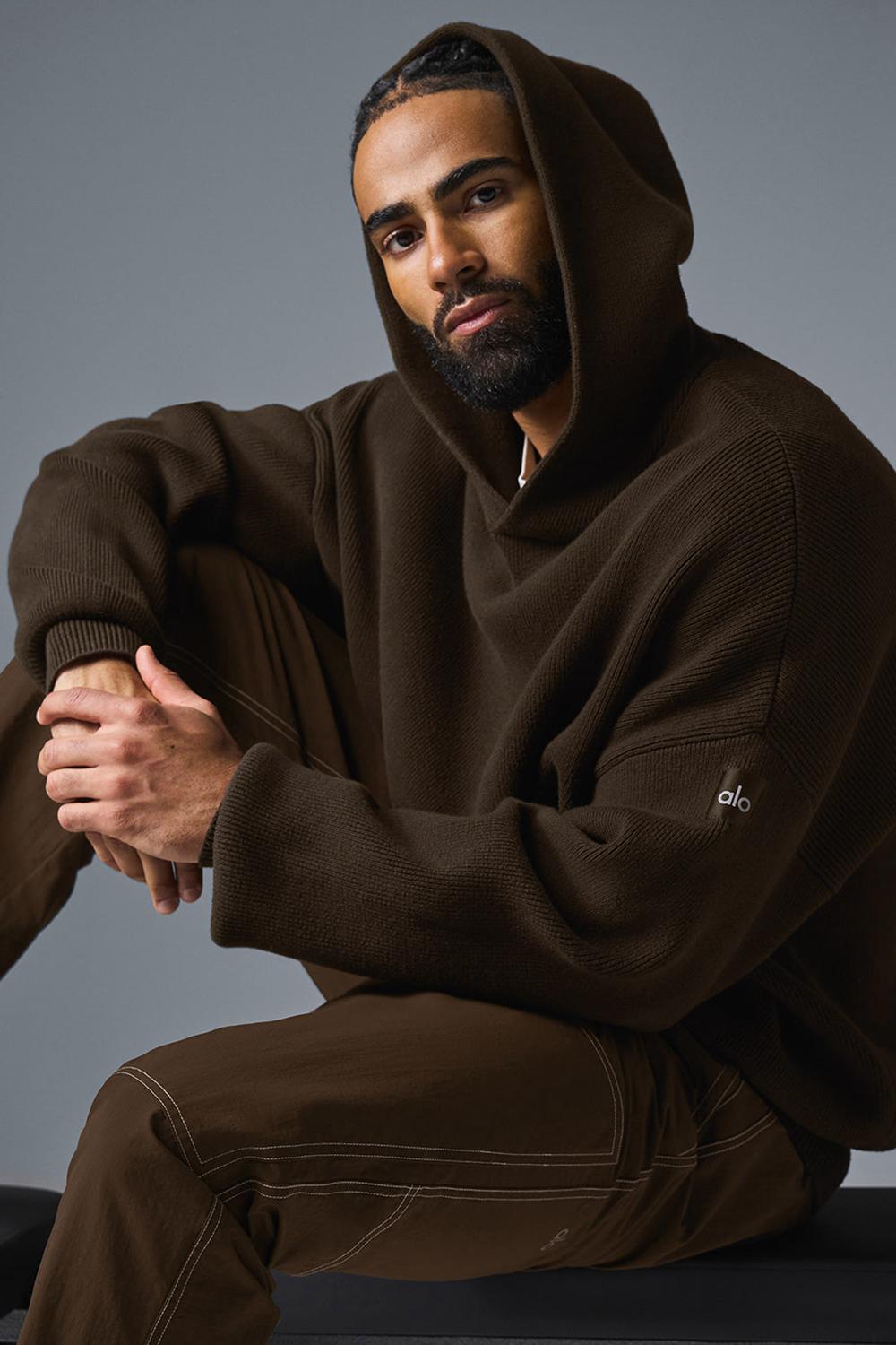 Suéteres Alo Yoga Scholar Hooded Hombre Espresso | España  GCVP-63914