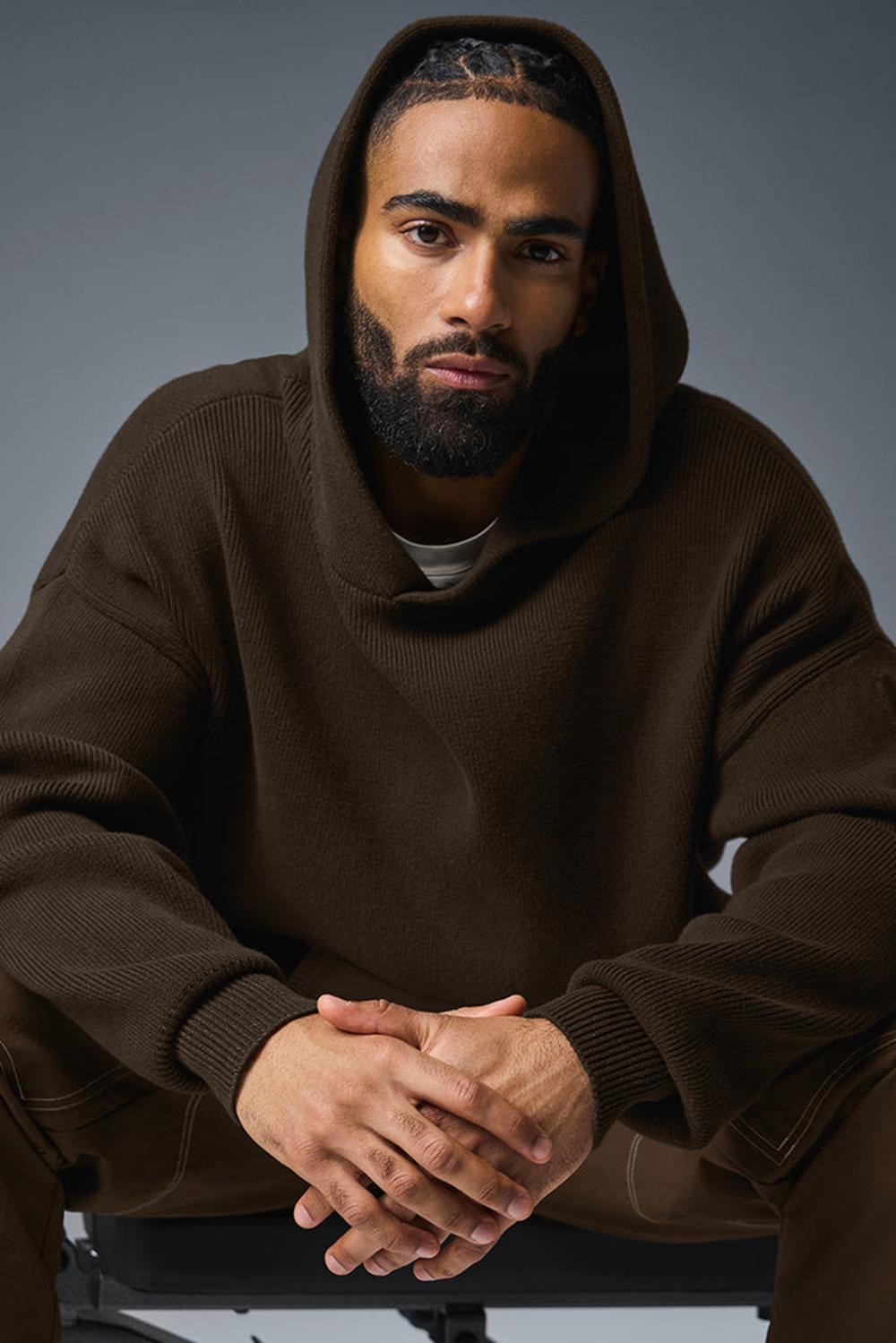 Suéteres Alo Yoga Scholar Hooded Hombre Espresso | España  GCVP-63914