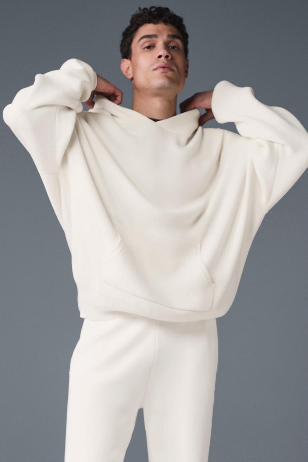 Suéteres Alo Yoga Scholar Hooded Hombre Ivory | España  XQVG-45612