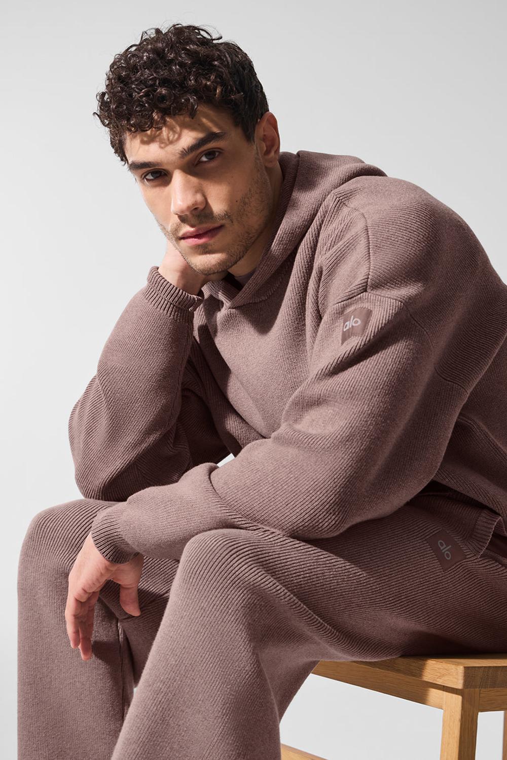 Suéteres Alo Yoga Scholar Hooded Hombre Mushroom Heather | España  MRKE-38047