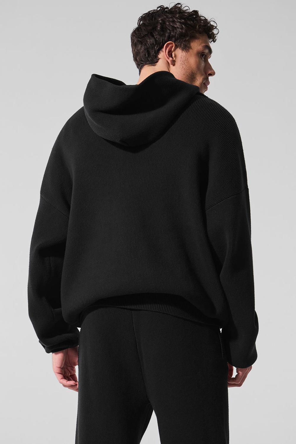 Suéteres Alo Yoga Scholar Hooded Hombre Negras | España  YUKI-20439