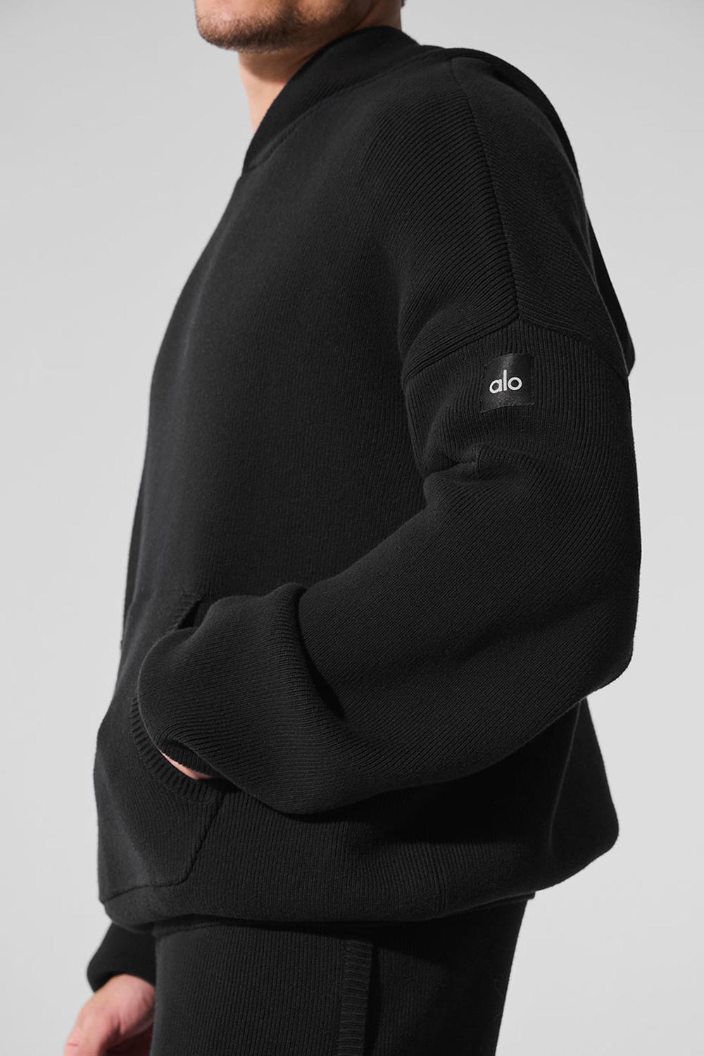 Suéteres Alo Yoga Scholar Hooded Hombre Negras | España  YUKI-20439