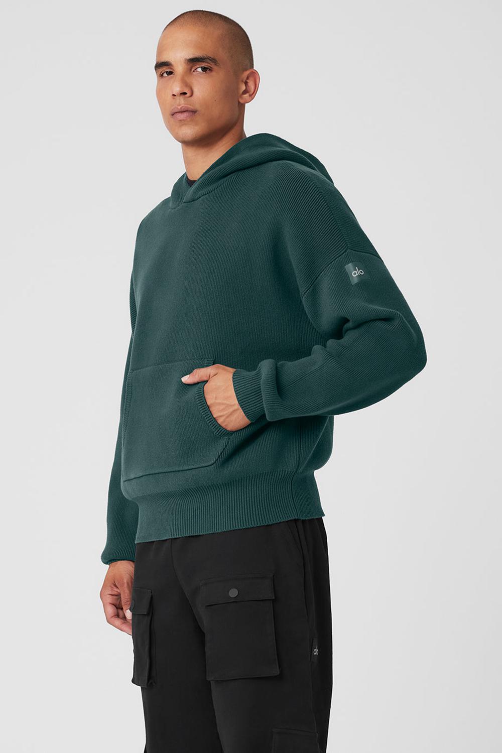 Suéteres Alo Yoga Scholar Hooded Hombre Verde | España  GODX-07983